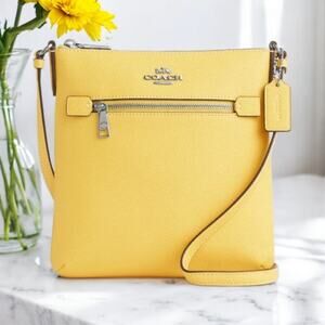 Coach Mini Rowan File Bag Crossbody Purse in Retro Yellow Leather CE871
